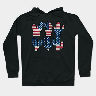 4th of July - Independence Day Cactus Lover USA Flag Grunge Hoodie